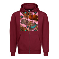 Burgundy western cowboy hat seamless pattern Zipper Hoodie - BundleAndBundleShop