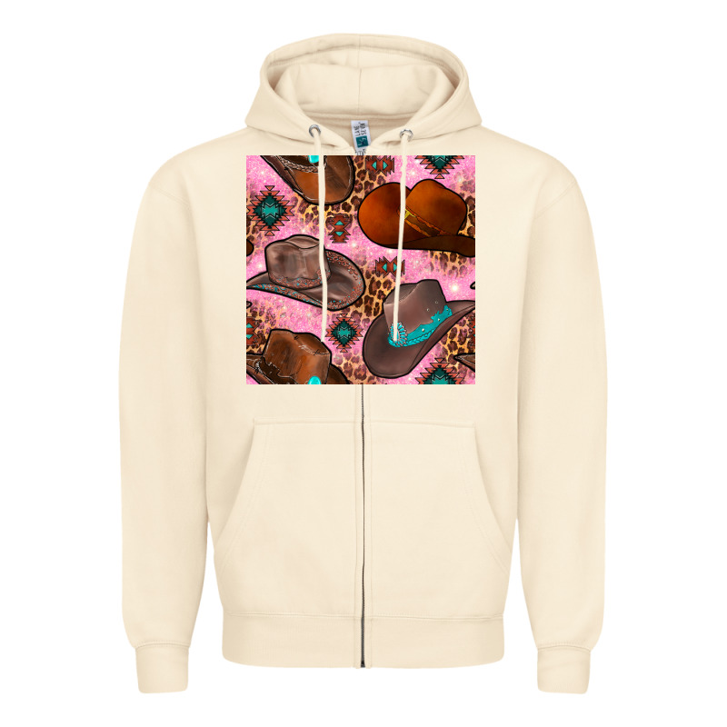 Western Cowboy Hat Seamless Pattern Zipper Hoodie by BundleAndBundleShop | Teevron