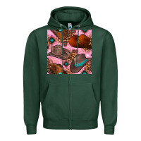 Sports Green western cowboy hat seamless pattern Zipper Hoodie - BundleAndBundleShop