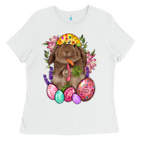 White Rabbit And Carrot Easter Ladies Tee - BundleAndBundleShop