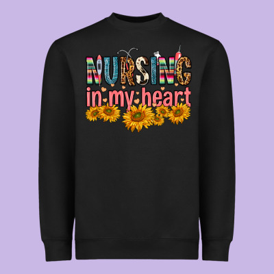 Nursing In My Heart Heavyweight Sweatshirt Designed By Fadigitalartstudio