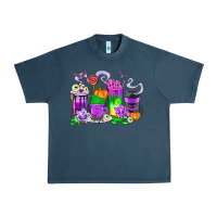 Midnight Navy Halloween Coffee Cups Urban Heavy Tee - texasbilliewilder