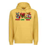 Antique Gold Peace Love Day Of The Dead Premium Hoodie - BundleAndBundleShop