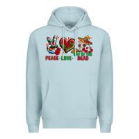 Blue Mist Peace Love Day Of The Dead Premium Hoodie - BundleAndBundleShop