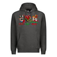 Charcoal Heather Peace Love Day Of The Dead Premium Hoodie - BundleAndBundleShop