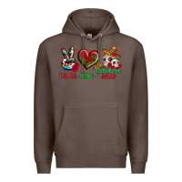 Coffee Peace Love Day Of The Dead Premium Hoodie - BundleAndBundleShop