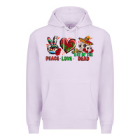 Lilac Peace Love Day Of The Dead Premium Hoodie - BundleAndBundleShop