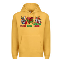 Mustard Peace Love Day Of The Dead Premium Hoodie - BundleAndBundleShop