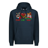 Navy Peace Love Day Of The Dead Premium Hoodie - BundleAndBundleShop