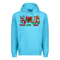 Ocean Blue Peace Love Day Of The Dead Premium Hoodie - BundleAndBundleShop