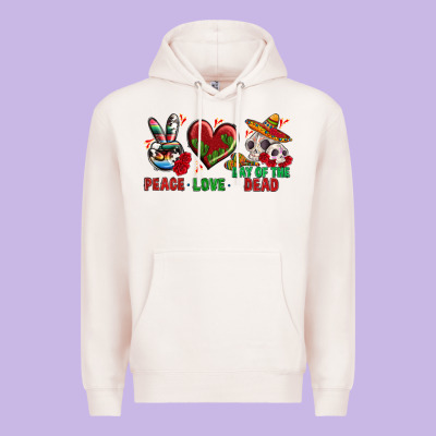 Peace Love Day Of The Dead Premium Hoodie Designed By Bundleandbundleshop