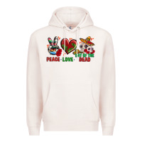Pale Pink Peace Love Day Of The Dead Premium Hoodie - BundleAndBundleShop