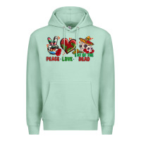 Seafoam Peace Love Day Of The Dead Premium Hoodie - BundleAndBundleShop