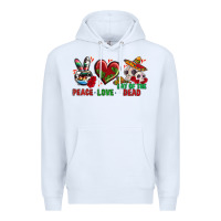 White Peace Love Day Of The Dead Premium Hoodie - BundleAndBundleShop