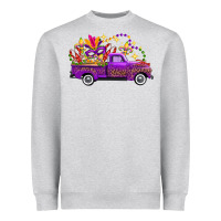 Heather Grey Mardi Gras Leopard Truck Heavyweight Sweatshirt - FaDigitalArtStudio