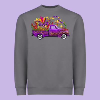 Mardi Gras Leopard Truck Heavyweight Sweatshirt Designed By Fadigitalartstudio