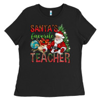Black Santa's Favorite Teacher Ladies Tee - BundleAndBundleShop