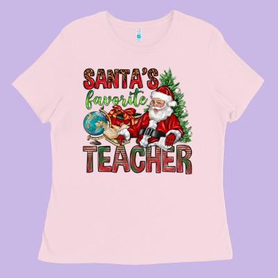 Santa's Favorite Teacher Ladies Tee Designed By Bundleandbundleshop