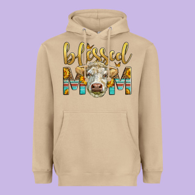 Western Blessed Mom Charolais Bull Mother's Day Heavyweight Hoodie Designed By Lillyallendesigns