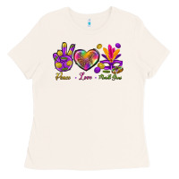Bone Peace Love Mardi Gras Ladies Tee - BundleAndBundleShop