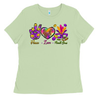 Matcha Peace Love Mardi Gras Ladies Tee - BundleAndBundleShop