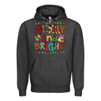 Charcoal Heather Merry And Bright Zipper Hoodie - FaDigitalArtStudio