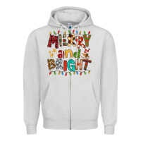 Dove Grey Merry And Bright Zipper Hoodie - FaDigitalArtStudio