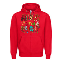 Red Merry And Bright Zipper Hoodie - FaDigitalArtStudio