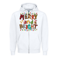 White Merry And Bright Zipper Hoodie - FaDigitalArtStudio