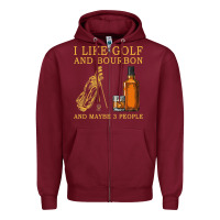 Burgundy I Like Bourbon and Golf and Maybe 3 People Whiskey Zipper Hoodie - tuanDangUi