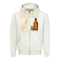 Oatmeal Heather I Like Bourbon and Golf and Maybe 3 People Whiskey Zipper Hoodie - tuanDangUi