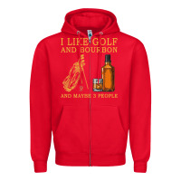 Red I Like Bourbon and Golf and Maybe 3 People Whiskey Zipper Hoodie - tuanDangUi