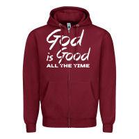 Burgundy God Is Good All The Time Christian Worship Zipper Hoodie - tuanDangUi