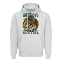 Dove Grey Cowboys Don't Die Zipper Hoodie - FaDigitalArtStudio