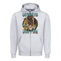 Heather Grey Cowboys Don't Die Zipper Hoodie - FaDigitalArtStudio