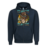 Navy Cowboys Don't Die Zipper Hoodie - FaDigitalArtStudio