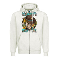Oatmeal Heather Cowboys Don't Die Zipper Hoodie - FaDigitalArtStudio