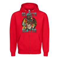 Red Cowboys Don't Die Zipper Hoodie - FaDigitalArtStudio