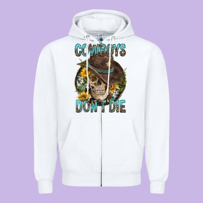 Cowboys Don't Die Zipper Hoodie Designed By Fadigitalartstudio