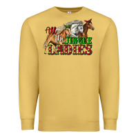 Antique Gold all the jingle ladies christmas horses Premium Sweatshirt - LillyAllenDesigns