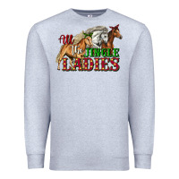 Heather Grey all the jingle ladies christmas horses Premium Sweatshirt - LillyAllenDesigns
