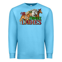 Ocean Blue all the jingle ladies christmas horses Premium Sweatshirt - LillyAllenDesigns