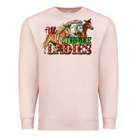 Pale Pink all the jingle ladies christmas horses Premium Sweatshirt - LillyAllenDesigns