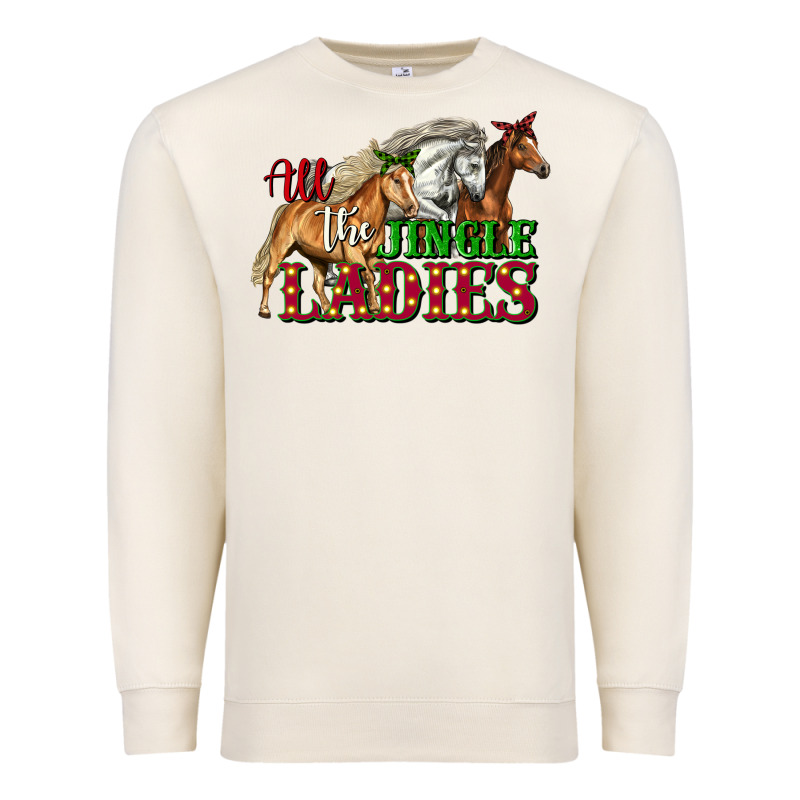 All The Jingle Ladies Christmas Horses Premium Sweatshirt by LillyAllenDesigns | Teevron