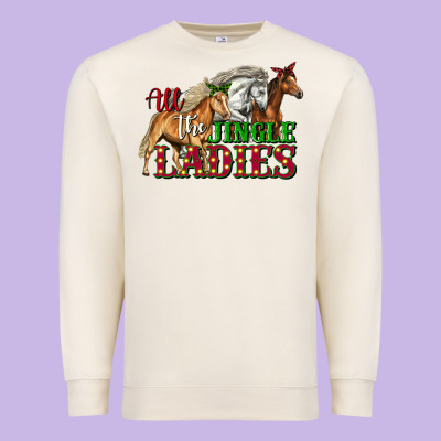 All The Jingle Ladies Christmas Horses Premium Sweatshirt Designed By Lillyallendesigns