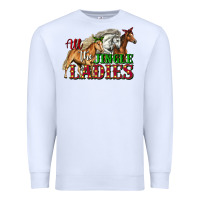 White all the jingle ladies christmas horses Premium Sweatshirt - LillyAllenDesigns