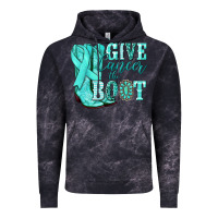 Cloud Black Give Cancer the boot Ovarian Cancer teal ribbon Vintage Hoodie - NancyCooperArtShop