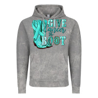 Give Cancer The Boot Ovarian Cancer Teal Ribbon Vintage Hoodie | Teevron