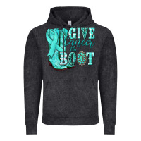 Vintage Black Give Cancer the boot Ovarian Cancer teal ribbon Vintage Hoodie - NancyCooperArtShop