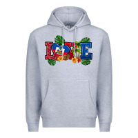 Heather Grey love haitian republic Premium Hoodie - RanaPortraitStore
